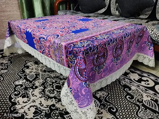 ROYAL - NEST ? 2 to 4 Seater (40 INCH x 60 INCH) Table Cloth Table Cover?(Plastic) Lace Shall, Pink Color