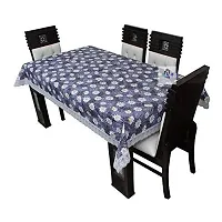 ROYAL - NEST ? Plastic 2 to 4 Seater Printed 3D Table Cover Self Design with Lace (Flower, Blue Color)-thumb2