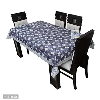 ROYAL - NEST ? Plastic 2 to 4 Seater Printed 3D Table Cover Self Design with Lace (Flower, Blue Color)-thumb3