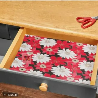 ROYAL-NEST ? 10 Meter, Rectangular Long Shelf Liner, Size - 45 x 1000 cm Red Color, Flower Design, Sheet Roll / Mat for Drawer, Antislip Mat-thumb2