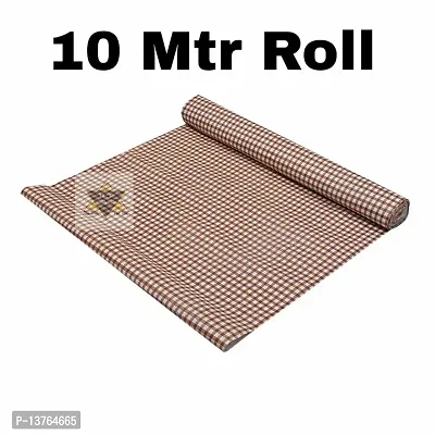 ROYAL-NEST ? 10 Meter, Size - 45 x 1000 cm , Antislip Mat Rectangular Long Shelf Liner, Brown Color, Small Box Design, Sheet Roll / Mat for Drawer