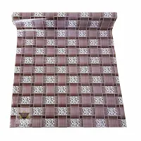 ROYAL-NEST ? Size - 45 x 1000 cm, 10 Meter Rectangular Long Shelf Liner, Chocolate Color, White Line Design, Sheet Roll / Mat for Drawer, Antislip Mat-thumb4