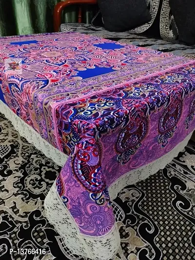 ROYAL - NEST ? 2 to 4 Seater (40 INCH x 60 INCH) Table Cloth Table Cover?(Plastic) Lace Shall, Pink Color-thumb3