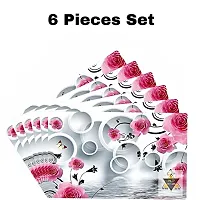 ROYAL - NEST Self Design Pink Color Set of 6 Placemats Dinning Mats (Round Design Mats)-thumb1