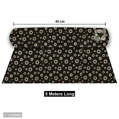 ROYAL-NEST ? 5 Meter Rectangular Long Shelf Liner Brown Color, Flower Design, Sheet Roll / Mat for Drawer, Antislip Mat, Size - 45 x 500 cm