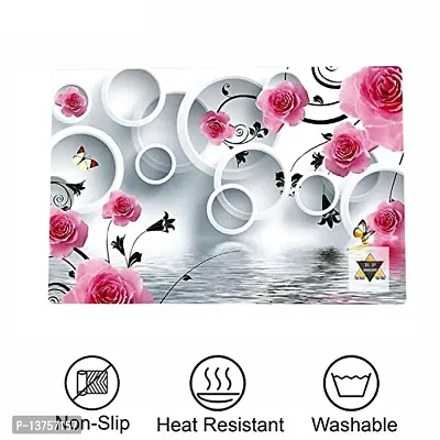 ROYAL - NEST Self Design Pink Color Set of 6 Placemats Dinning Mats (Round Design Mats)-thumb5