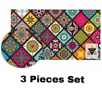 ROYAL - NEST Self Design PVC Placemats Dinning Mats Multicolor Color (Set of 3) Rangoli Design Mats-thumb3