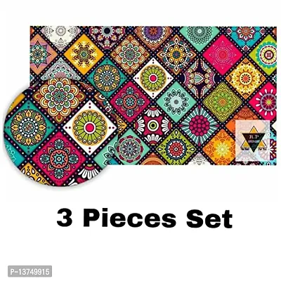 ROYAL - NEST Self Design PVC Placemats Dinning Mats Multicolor Color (Set of 3) Rangoli Design Mats-thumb4