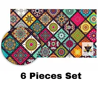 ROYAL - NEST Set of 6 Multicolor Color Placemats Dinning Mats (PVC ) Rangoli Design Mats-thumb3