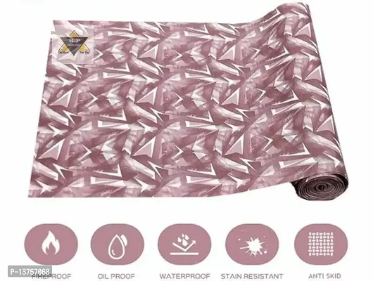 ROYAL-NEST ? 10 Meter, Size - 45 x 1000 cm Rectangular Long Shelf Liner, Choco Color, White Triangle Design, Sheet Roll / Mat for Drawer, Antislip Mat-thumb5