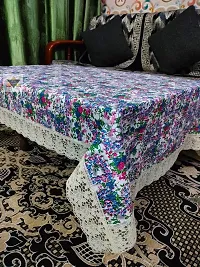 ROYAL - NEST ? Table Cover 2 to 4 Seater (40 INCH x 60 INCH) Round Table Cover Table Cloth with Lace Bail, Blue Color-thumb3