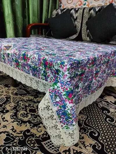 ROYAL - NEST ? Table Cover 2 to 4 Seater (40 INCH x 60 INCH) Round Table Cover Table Cloth with Lace Bail, Blue Color-thumb4