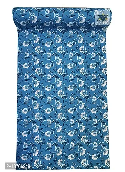 ROYAL-NEST ? Sky Blue Color, Sheet Roll / Mat for Drawer, Antislip Mat, White Flower Design, Size - 45 x 900 cm, 9 Meter Rectangular Long Shelf Liner-thumb4