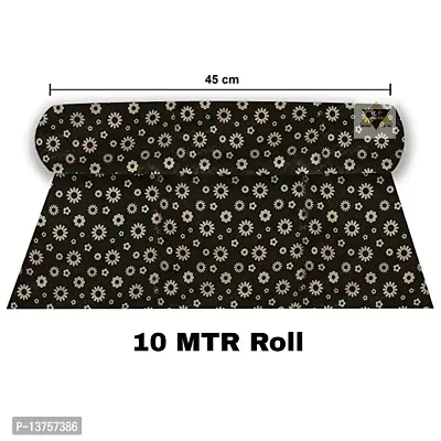 ROYAL-NEST ? Brown Color, Sheet Roll / Mat for Drawer, Antislip Mat, Flower Design, Size - 45 x 1000 cm, 10 Meter Rectangular Long Shelf Liner