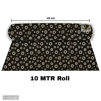 ROYAL-NEST ? Brown Color, Sheet Roll / Mat for Drawer, Antislip Mat, Flower Design, Size - 45 x 1000 cm, 10 Meter Rectangular Long Shelf Liner-thumb0