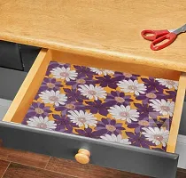 ROYAL-NEST ? Purple Color, 10 Meter Rectangular Long Shelf Liner,White Flower Designs, Size - 45 x 1000 cm, Sheet Roll / Mat for Drawer, Antislip Mat-thumb2