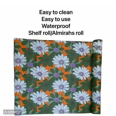 ROYAL-NEST ? Green Color, White Flower Design, Size - 45 x 1000 cm, 10 Meter Rectangular Long Shelf Liner, Sheet Roll / Mat for Drawer, Antislip Mat-thumb4