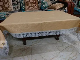 ROYAL - NEST ? Plastic 3D Printed 2 to 4 Seater Table Cover Shine, Golden Color Self Design Medium Size with Lace-thumb3