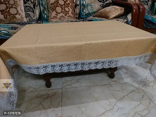 ROYAL - NEST ? Plastic 3D Printed 2 to 4 Seater Table Cover Shine, Golden Color Self Design Medium Size with Lace-thumb4