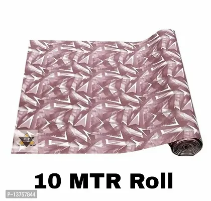 ROYAL-NEST ? Choco Color, Sheet Roll / Mat for Drawer, Antislip Mat, White Triangle Design, Size - 45 x 1000 cm, 10 Meter Rectangular Long Shelf Liner-thumb0