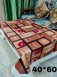 ROYAL - NEST ? Medium Size 2 to 4 Seater Printed 3D Table Cover Self Design with Lace (Paris, Brown Color)-thumb1