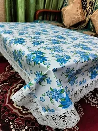 ROYAL - NEST ? 3D Plastic Printed 2 to 4 Seater (40 INCH x 60 INCH) Table Cover Self Design (Medium Size) Champa Flower, Sky Blue Color-thumb4