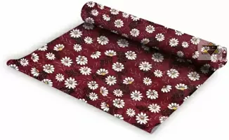 ROYAL-NEST ? Maroon Color, Flower Design, Antislip Mat Size - 45 x 500 cm, 10 Meter Rectangular Long Shelf Liner, Sheet Roll / Mat for Drawer-thumb2