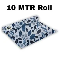 ROYAL-NEST ? 10 Meter, Size - 45 x 1000 cm , Antislip Mat Rectangular Long Shelf Liner, Blue Color, Black Leaf Design, Sheet Roll / Mat for Drawer-thumb2