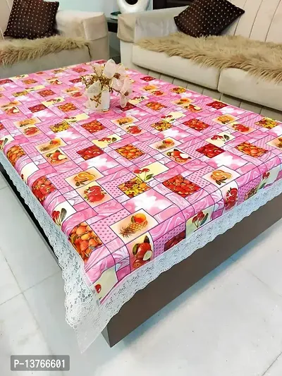 ROYAL - NEST ? Printed 2 to 4 Seater (40 INCH x 60 INCH) 3D Table Cover Medium Size Plastic Fruits, Pink Color Table Cover