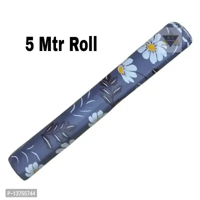 ROYAL-NEST ? 5 Meter, Rectangular Long Shelf Liner, Size - 45 x 500 cm Blue Color, Flower Design, Sheet Roll / Mat for Drawer, Antislip Mat