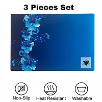 ROYAL - NEST Self Design PVC Placemats Dinning Mats Blue Color (Set of 3) Butterfly Design Mats-thumb2