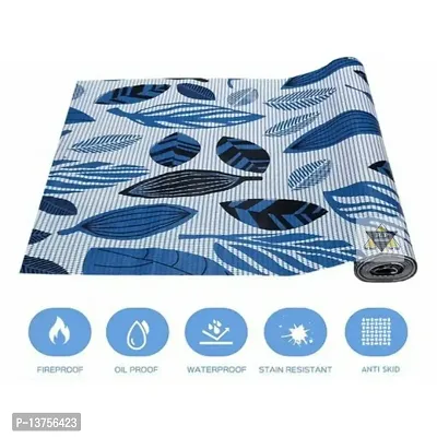 ROYAL-NEST ? Blue Color, Black Leaf Design, Sheet Roll / Mat for Drawer, Antislip Mat, 10 Meter Rectangular Long Shelf Liner, Size - 45 x 1000 cm-thumb4