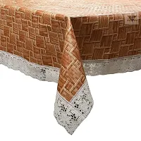 ROYAL - NEST ? Plastic Printed 2 to 4 Seater (40 INCH x 60 INCH) Table Cover 3D Self Design with (Tile, Brown Color)-thumb2