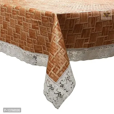 ROYAL - NEST ? Plastic Printed 2 to 4 Seater (40 INCH x 60 INCH) Table Cover 3D Self Design with (Tile, Brown Color)-thumb3