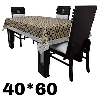 ROYAL - NEST ?3D Self Design 2 to 4 Seater (40 INCH x 60 INCH) Printed Black Circle, Brown Color Table Cover with Lace-thumb1