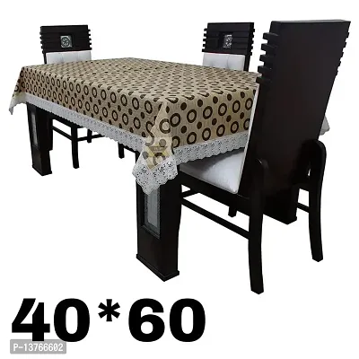 ROYAL - NEST ?3D Self Design 2 to 4 Seater (40 INCH x 60 INCH) Printed Black Circle, Brown Color Table Cover with Lace-thumb2