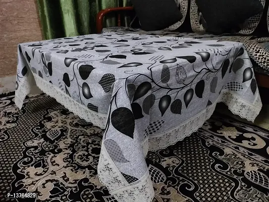 ROYAL - NEST ? Printed Sadish, Gray Color 2 to 4 Seater (40 INCH x 60 INCH) Table Cover 3D Attached Self Design with Lace