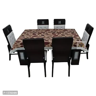 ROYAL - NEST ? 2 to 4 Seater Table Cover 3D Self Design Printed Brown Leaf, Brown Color Table Cover ( Lace)-thumb4