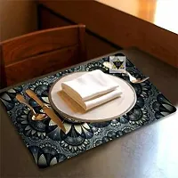 ROYAL - NEST 17 x 12 cm Set of 6 (Color) Blue Placemats Dinning Mats Self Design Flower Design Mats-thumb3