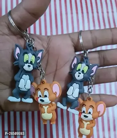 Tom And Jerry 3D Key Chain Metal Key Ringn Pack of 2 set Men Woman Kids Silicone Key Chain