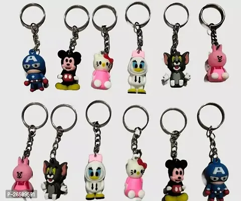 Taars Trendy Multicolour Cartoons Keychain Pack of 12 pcs set