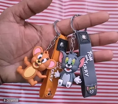 Tom and Jerry 3D Silicone Keychain Pack of 2 set for Men Woman Kids Silicone Key Chain-thumb0