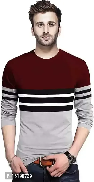 Maroon Cotton Blend Tshirt For Men-thumb0