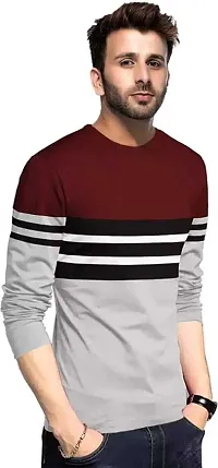 Maroon Cotton Blend Tshirt For Men-thumb1