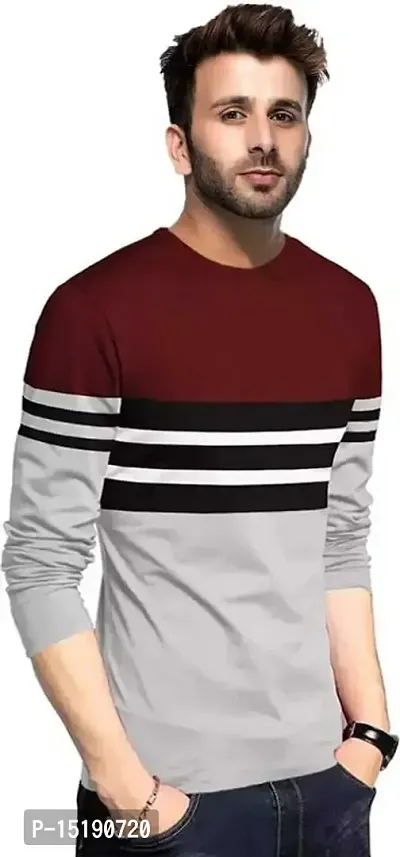 Maroon Cotton Blend Tshirt For Men-thumb2