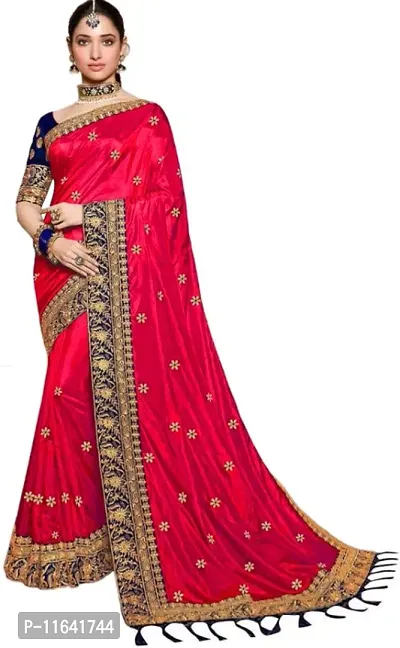 Classic Polyester Embroidered Saree with Blouse piece-thumb0