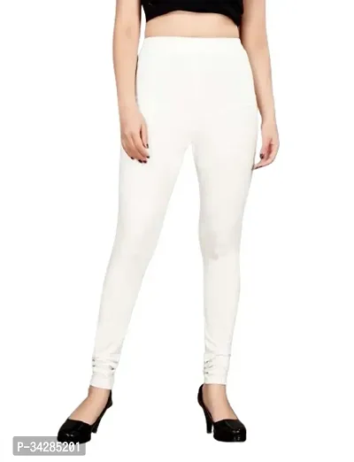 Fabulous White Combed Cotton Solid Leggings For Women-thumb0