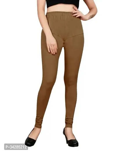 Fabulous Brown Combed Cotton Solid Leggings For Women-thumb0