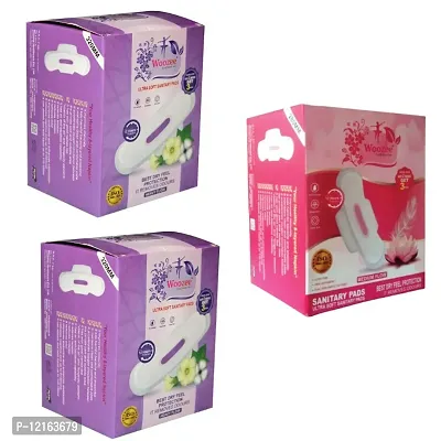 Woozee Pure Cotton 100% Natural pads of Combo Pack of 1 Pink 2 Purple