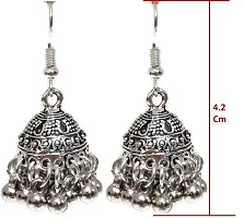 Combo Pack Silver Oxidised Jhumka Jhumki Stylish Fancy Ethnic Designer Traditional Earrings For Women And Girls (Set of 6 (Dark Pink, Green, Yellow, Red, Black, Silver))-thumb1